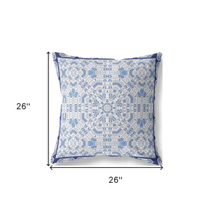 Homeroots 26” Blue Gray Geostar Indoor Outdoor Throw Pillow   414991