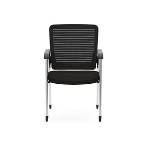 EuroStyle Eon Mesh Back Visitor Chair Set Stackable Chrome Frame for Office Reception Black/Chrome 414B