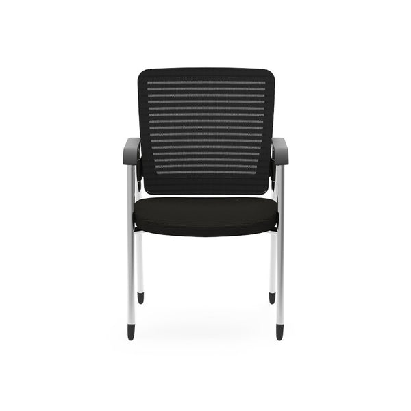 EuroStyle Eon Mesh Back Visitor Chair Set Stackable Chrome Frame for Office Reception Black/Chrome 414B