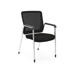 EuroStyle Eon Mesh Back Visitor Chair Set Stackable Chrome Frame for Office Reception Black/Chrome 414B