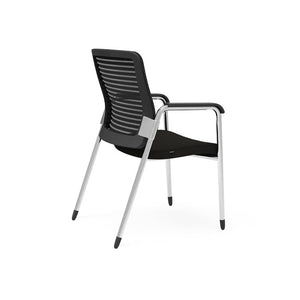 EuroStyle Eon Mesh Back Visitor Chair Set Stackable Chrome Frame for Office Reception Black/Chrome 414B