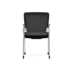 EuroStyle Eon Mesh Back Visitor Chair Set Stackable Chrome Frame for Office Reception Black/Chrome 414B