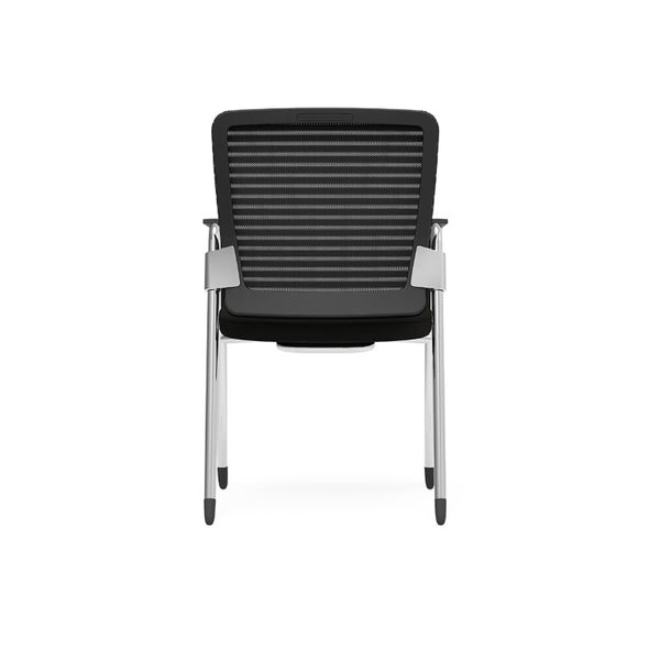 EuroStyle Eon Mesh Back Visitor Chair Set Stackable Chrome Frame for Office Reception Black/Chrome 414B