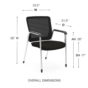 EuroStyle Eon Mesh Back Visitor Chair Set Stackable Chrome Frame for Office Reception Black/Chrome 414B