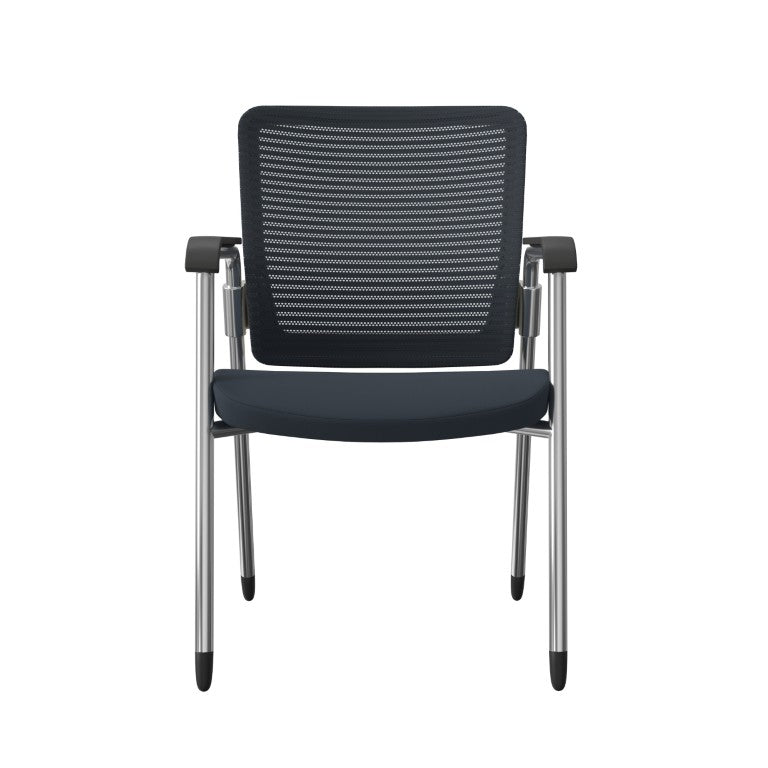 EuroStyle Eon Mesh Back Visitor Chair Set Stackable Chrome Frame for Office Reception Gray/White/Chrome 414W