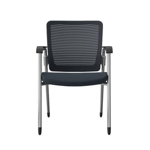 EuroStyle Eon Mesh Back Visitor Chair Set Stackable Chrome Frame for Office Reception Gray/White/Chrome 414W