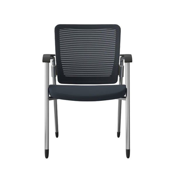 EuroStyle Eon Mesh Back Visitor Chair Set Stackable Chrome Frame for Office Reception Gray/White/Chrome 414W