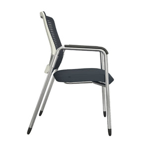 EuroStyle Eon Mesh Back Visitor Chair Set Stackable Chrome Frame for Office Reception Gray/White/Chrome 414W