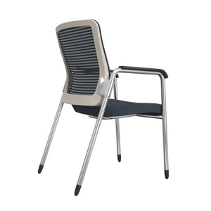 EuroStyle Eon Mesh Back Visitor Chair Set Stackable Chrome Frame for Office Reception Gray/White/Chrome 414W