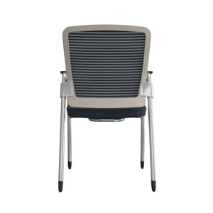 EuroStyle Eon Mesh Back Visitor Chair Set Stackable Chrome Frame for Office Reception Gray/White/Chrome 414W