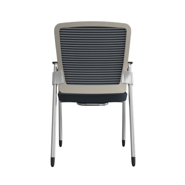EuroStyle Eon Mesh Back Visitor Chair Set Stackable Chrome Frame for Office Reception Gray/White/Chrome 414W