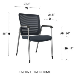 EuroStyle Eon Mesh Back Visitor Chair Set Stackable Chrome Frame for Office Reception Gray/White/Chrome 414W