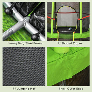 English Elm Outsunny Springless Toddler Trampoline with Enclosure Net Safe Indoor Outdoor Play W2225P217342