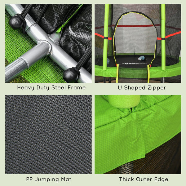 English Elm Outsunny Springless Toddler Trampoline with Enclosure Net Safe Indoor Outdoor Play W2225P217342