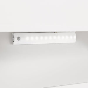 English Elm Full Pine Wood Bed with Bookcase Headboard and LED Motion Sensor Light, Guardrails & Storage Space White W504P277600