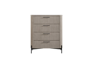 English Elm 4 Reeded Front Drawer Chest with Metal Base, Felt Top & Cedar Lined Bottom for Organized Storage taupe 43 L x 21.25 W x 45.25 H B2699P271423
