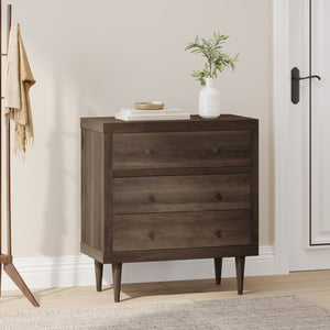 English Elm Christopher Knight Home® - NORDIC Mid-Century 3-Drawer Chest with Faux Wood Finish, Rubberwood Legs and Sleek Storage Appeal Walnut 71144.00WALN