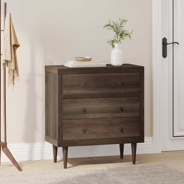 English Elm Christopher Knight Home® - NORDIC Mid-Century 3-Drawer Chest with Faux Wood Finish, Rubberwood Legs and Sleek Storage Appeal Walnut 71144.00WALN