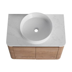 English Elm 42'' Wall-Mounted Bathroom Vanity With Ceramic Sink, Soft-Close Doors & Ample Storage For Modern Style W999S00412