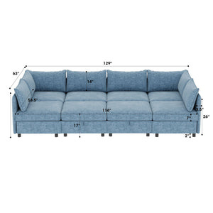 English Elm Modular Sectional Sofa - Versatile Convertible Sleeper With Storage & Soft Chenille For Modern Living W680S00020