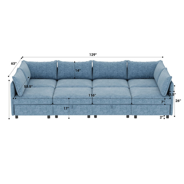 English Elm Modular Sectional Sofa - Versatile Convertible Sleeper With Storage & Soft Chenille For Modern Living W680S00020