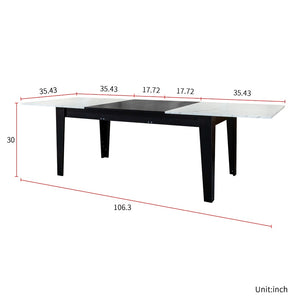English Elm Dining Table Extendable Woodgrain Melamine Top Seats up to Ten Open Plan Kitchen White Line W331S00209