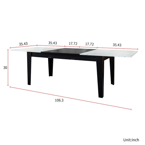 English Elm Dining Table Extendable Woodgrain Melamine Top Seats up to Ten Open Plan Kitchen White Line W331S00209