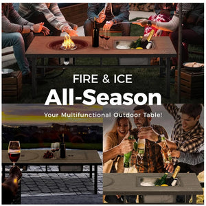 English Elm 47" Outdoor Aluminum Fire Pit Table 50000 Btu Propane with Ice Bucket Station Gray B082P454967