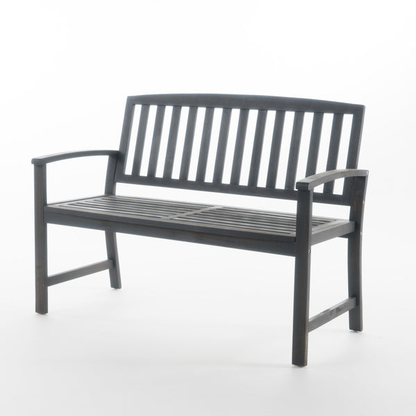 English Elm Christopher Knight Home® - LOJA Bench - Acacia Wood Outdoor Bench with Ergonomic Curved Backrest, Durable Stable Construction DARK GREY 57495.00ACADGY