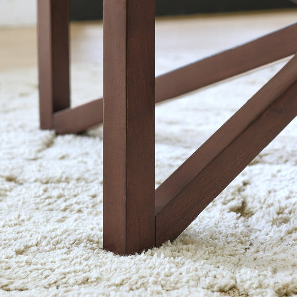 English Elm Modern Round Glass Coffee Table With Solid Wood Base - Stylish Minimalist Design For Living Rooms W487P317847