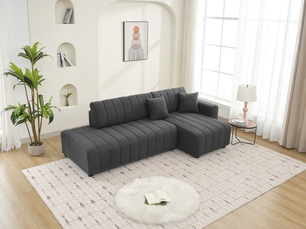 English Elm Scandinavian Channel Tufted L Shaped Sectional Sofa with Plush Foam Cushions B2730S00043