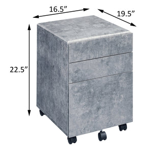 English Elm Silver Faux Concrete 3-Drawer File Cabinet on Casters — Mobile, Manual-Close Storage for Office & Home B062P184519