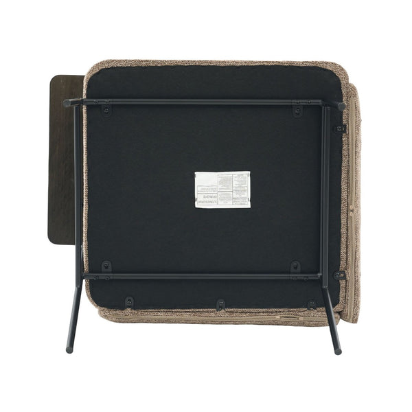English Elm Leisure Linen Accent Chair with Built-in Side Table Pockets and Lumbar Pillow Modern Khaki W395P453308