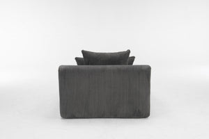 English Elm Oversized corduroy chaise lounge with ottoman, plush boneless sofa, ergonomic pillows for relaxing comfort Grey W1901P278403