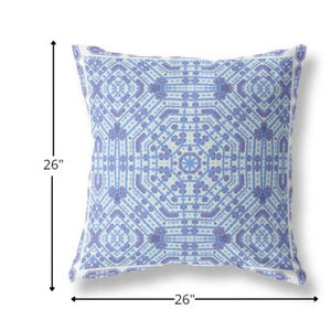 Homeroots 26” Cyan Blue Geostar Indoor Outdoor Throw Pillow   415019