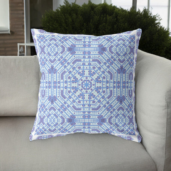 Homeroots 26” Cyan Blue Geostar Indoor Outdoor Throw Pillow   415019