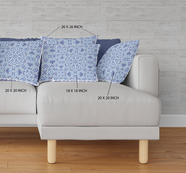 Homeroots 28” Cyan Blue Geostar Indoor Outdoor Throw Pillow   415021