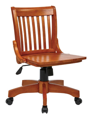OSP Home Furnishings Deluxe Armless Wood Bankers Chair Fruitwood Finish