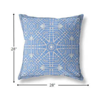 Homeroots 28” Blue White Geostar Indoor Outdoor Throw Pillow   415051