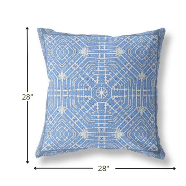 Homeroots 28” Blue White Geostar Indoor Outdoor Throw Pillow   415051
