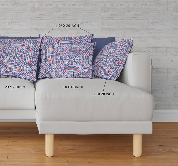 Homeroots 26” Blue Red Geostar Indoor Outdoor Throw Pillow   415058