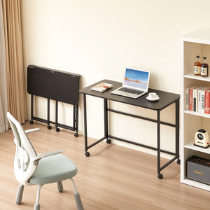 English Elm Folding Desk - Compact Black Foldable Computer Desk For Small Spaces, Easy Storage & Setup 39.37" W2516P272890