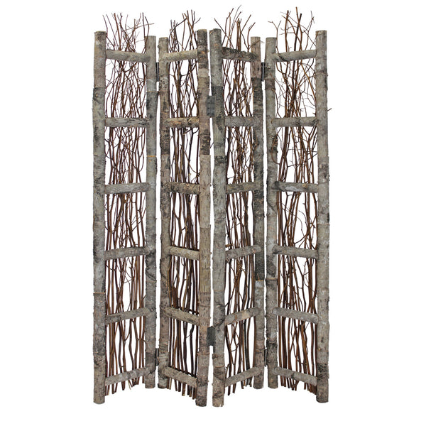 Homeroots Earthy Birch And Twig Four Panel Room Divider Screen  Wood 415071