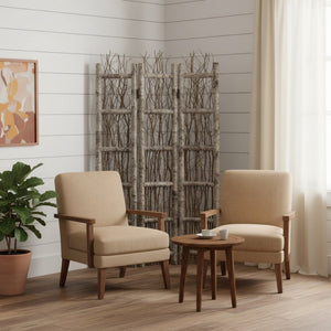 HomeRoots Earthy Birch and Twig Four-Panel Room Divider Screen - Organic Privacy Accent for Any Space 415071