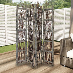 Homeroots Earthy Birch And Twig Four Panel Room Divider Screen  Wood 415071