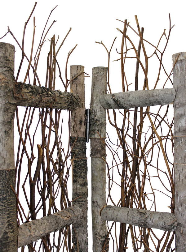 Homeroots Earthy Birch And Twig Four Panel Room Divider Screen  Wood 415071