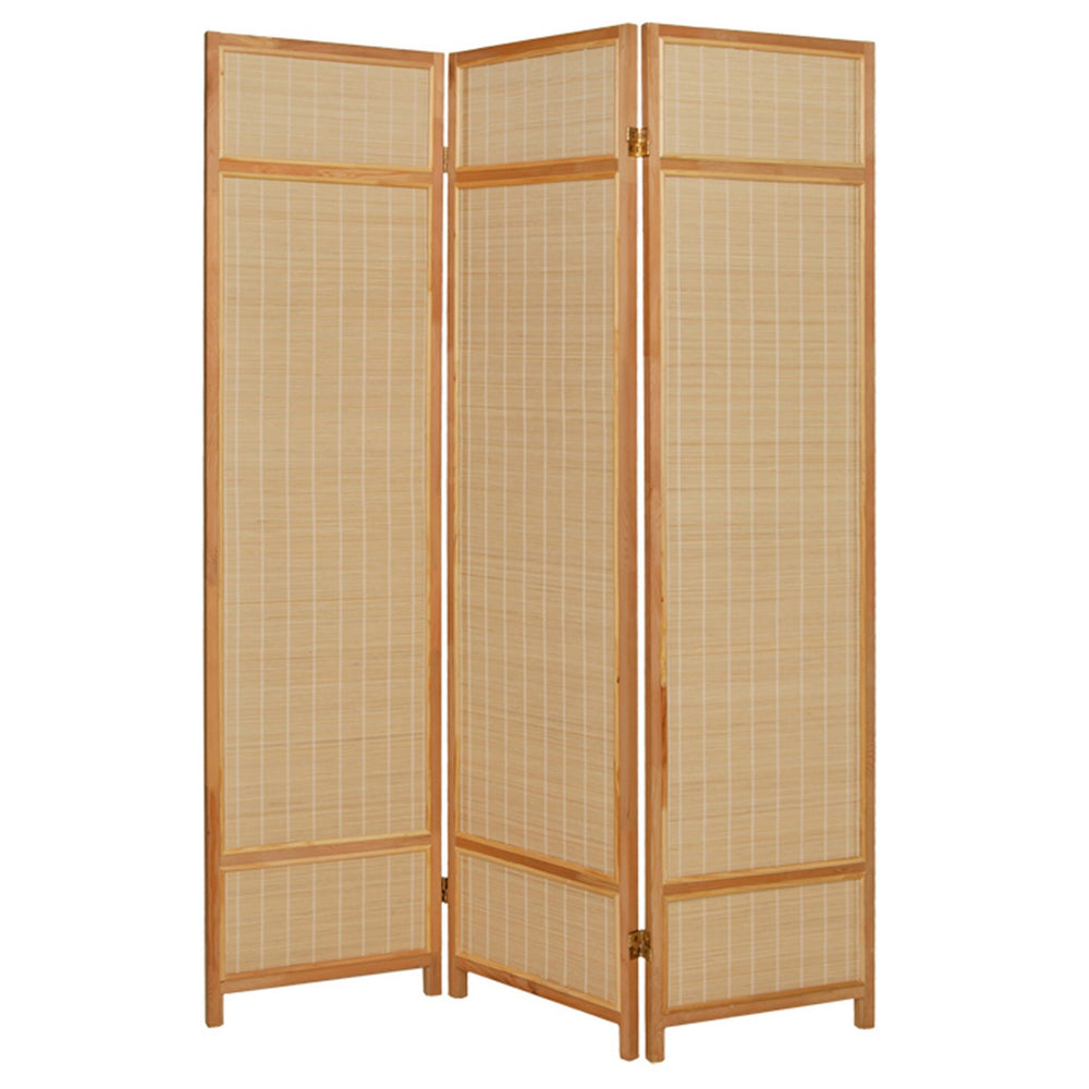 Homeroots Natural Brown Bamboo Three Panel Room Divider Screen  Bamboo 415072