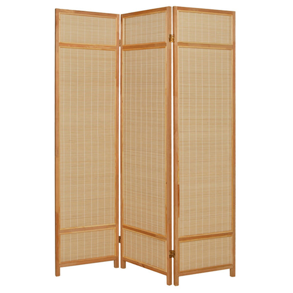 Homeroots Natural Brown Bamboo Three Panel Room Divider Screen  Bamboo 415072
