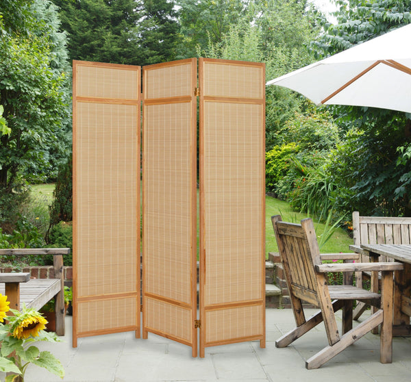 Homeroots Natural Brown Bamboo Three Panel Room Divider Screen  Bamboo 415072