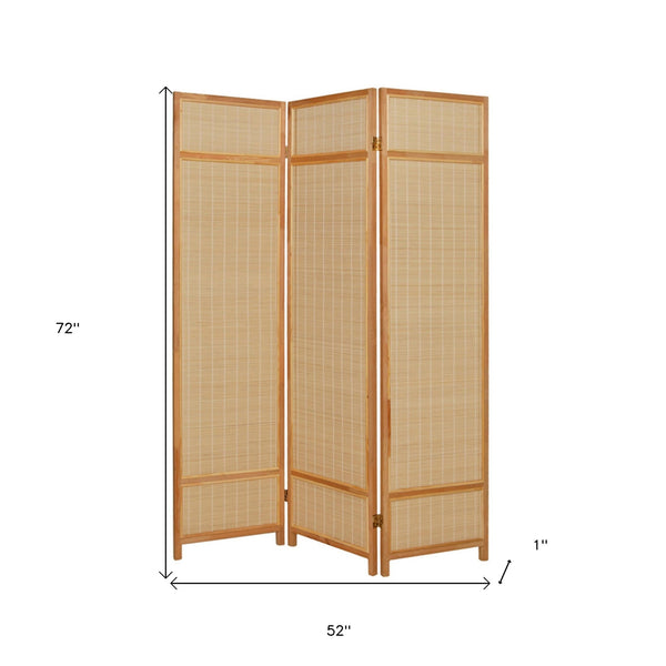 Homeroots Natural Brown Bamboo Three Panel Room Divider Screen  Bamboo 415072